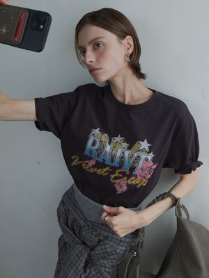 Retro Star & Rose Graphic T-shirts VW5AE131_2color