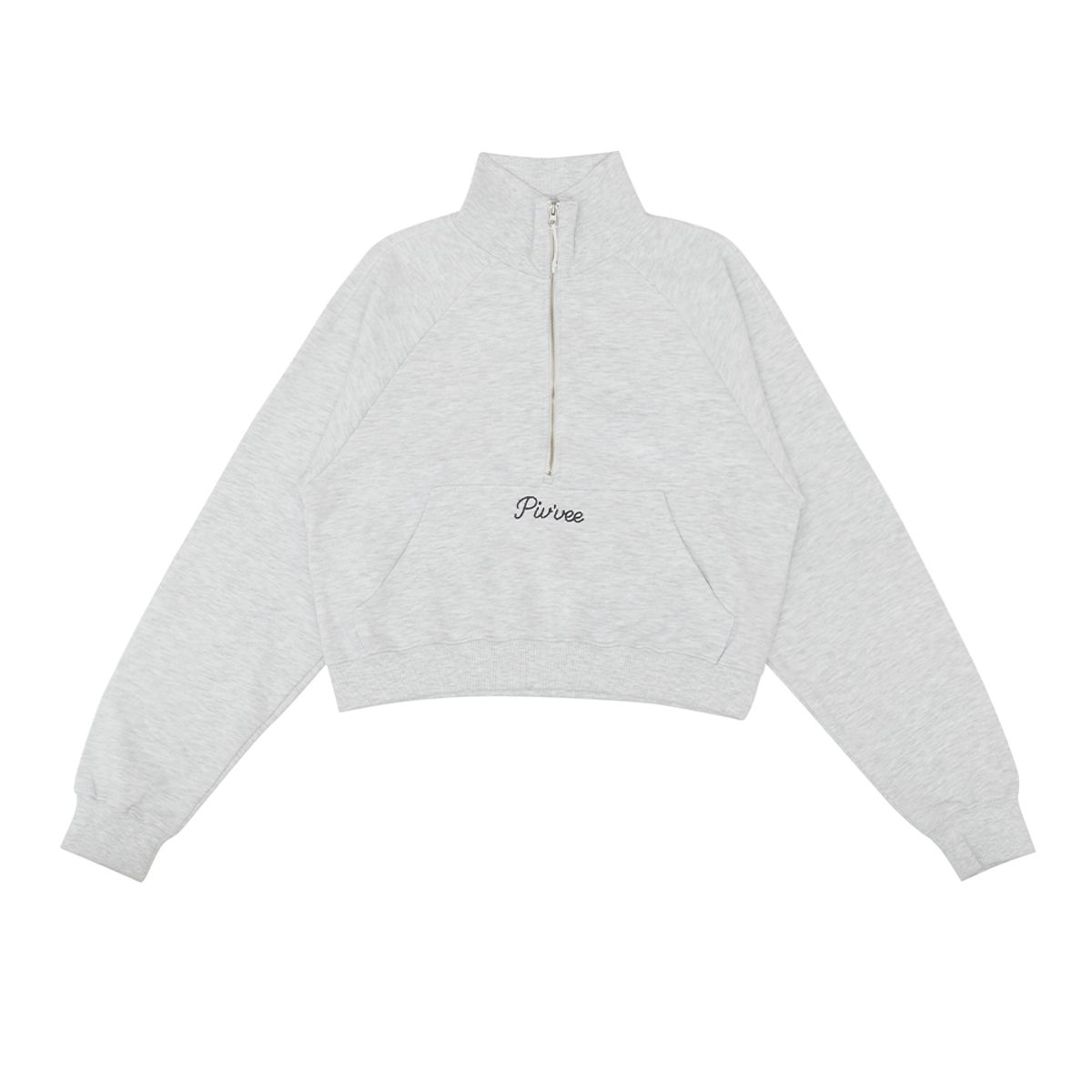 피브비(PIV’VEE) Logo Embroidered Half-zip Sweatshirt (snow grey)