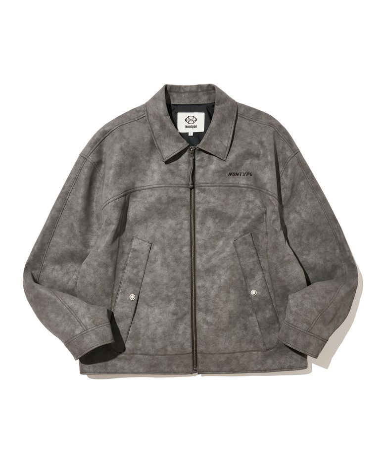 SYNTHETIC LEATHER SECTOR JACKET (GREY)