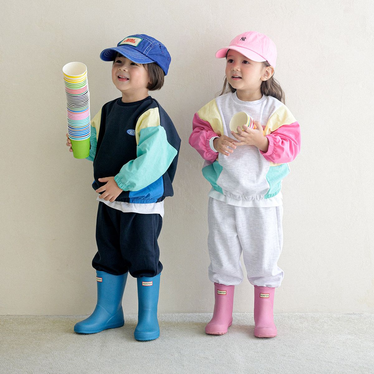 붐붐키즈(BOOMBOOMKIDS) SS25F05 컬러블럭츄리닝 (키즈 주니어)