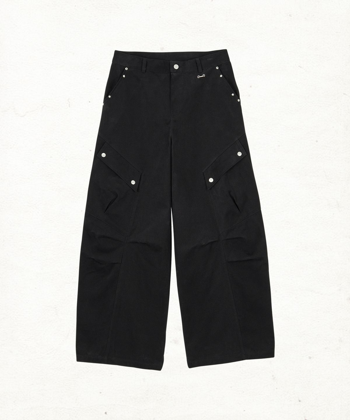 단델(DANDEL) DD studded pin-tuck cargo pants (BLACK)