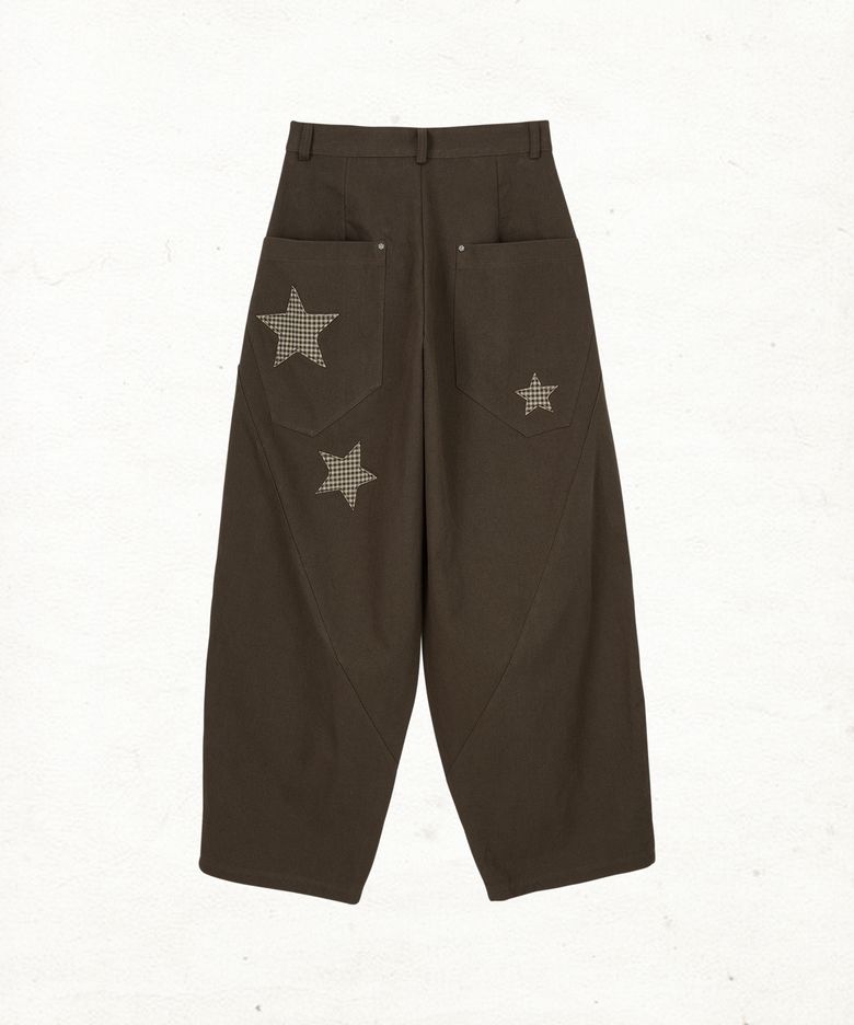 DD star applique balloon pants (BROWN)