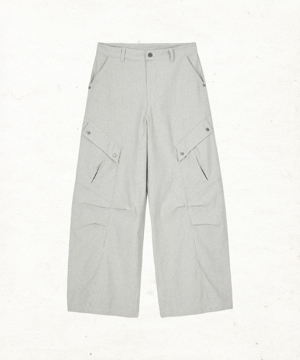 단델(DANDEL) DD reverse stripe pin-tuck cargo pants (GREY)