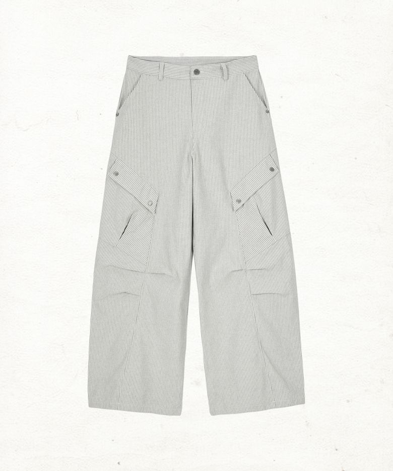 DD reverse stripe pin-tuck cargo pants (GREY)