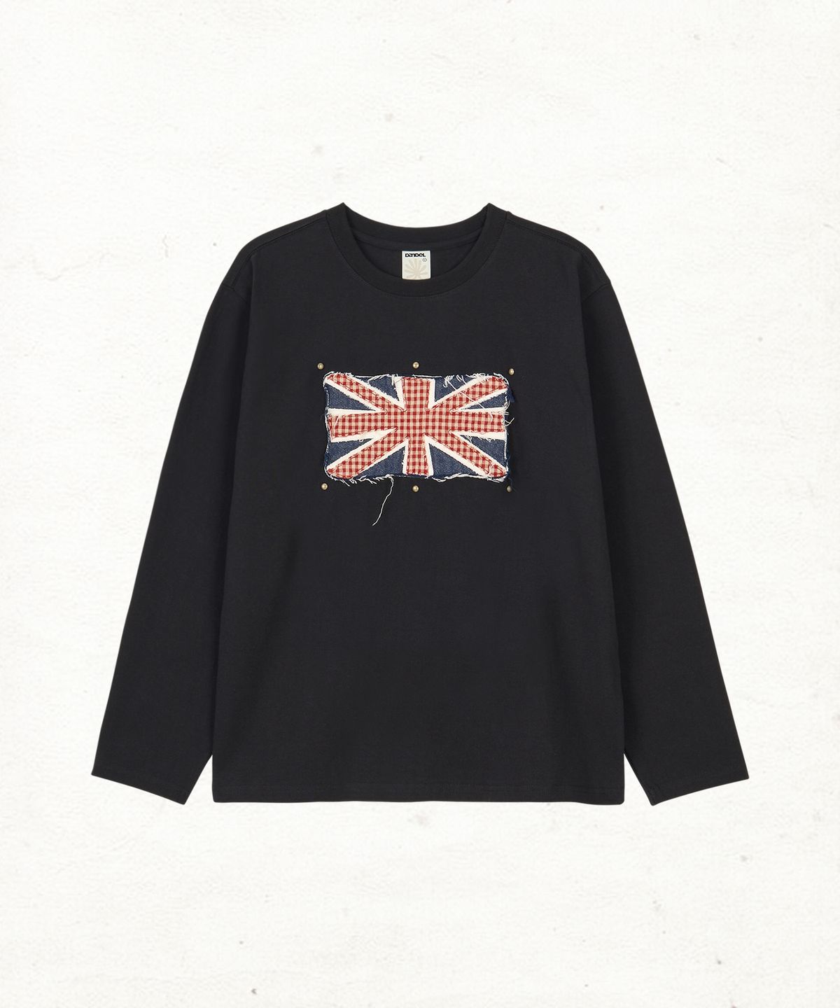 단델(DANDEL) DD union jack applique long sleeve (BLACK)