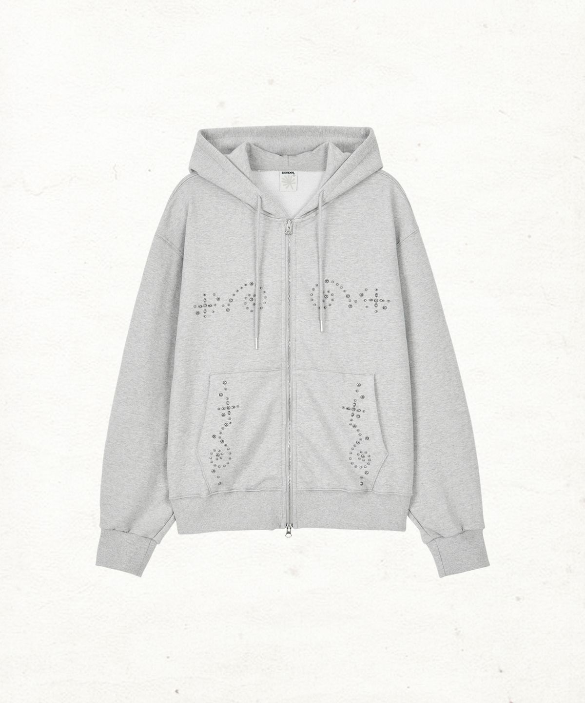 단델(DANDEL) DD wing studded hoodie zip-up (GREY)
