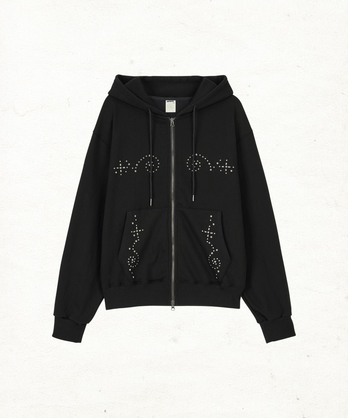 단델(DANDEL) DD wing studded hoodie zip-up (BLACK)