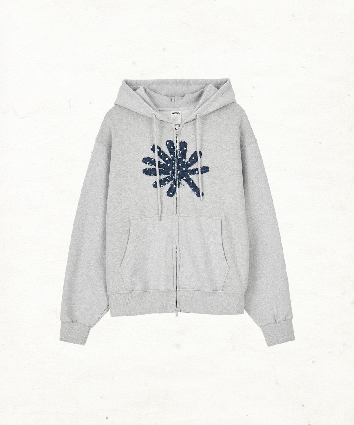 단델(DANDEL) DD symbol applique hoodie zip-up (GREY)