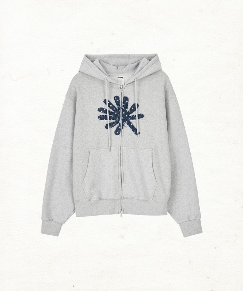 DD symbol applique hoodie zip-up (GREY)