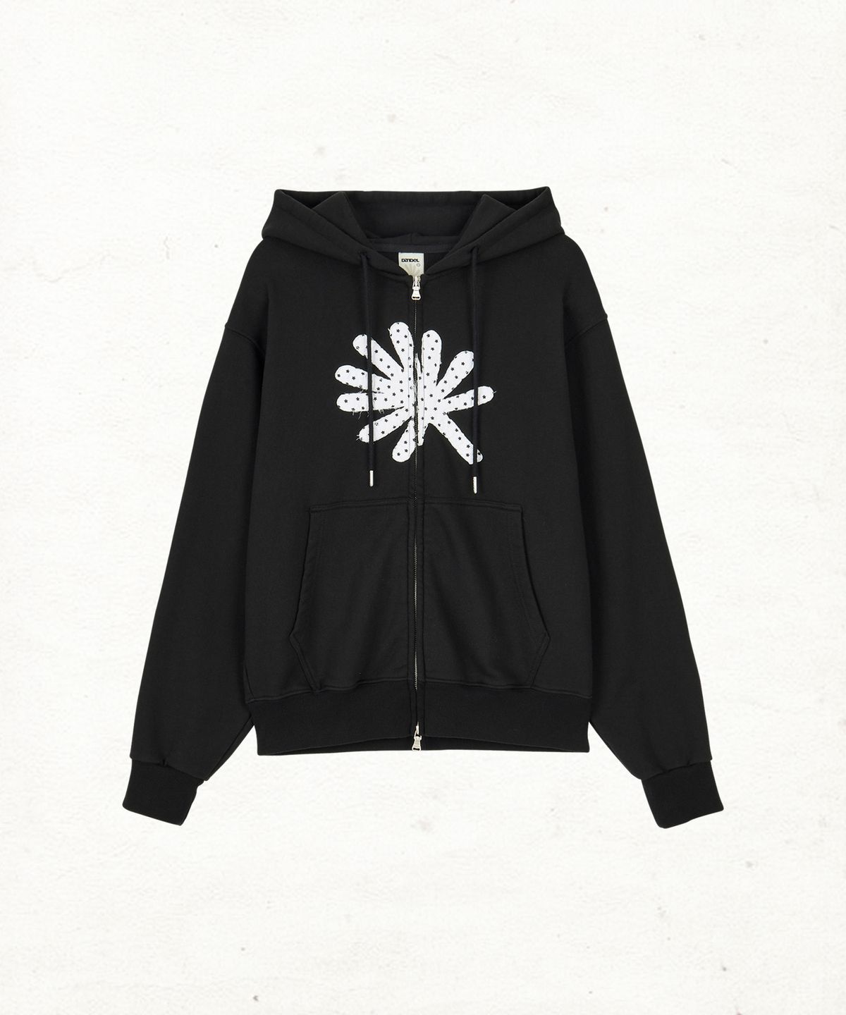 단델(DANDEL) DD symbol applique hoodie zip-up (BLACK)