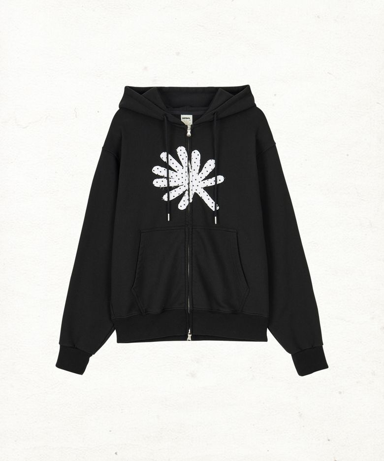 DD symbol applique hoodie zip-up (BLACK)