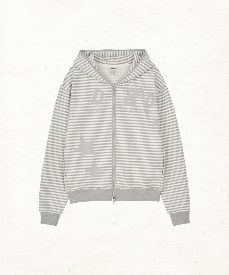 DD type stripe hoodie zip-up (IVORY)