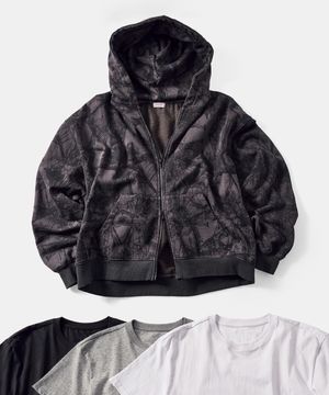 [2PACK] 크롭 리얼트리 후드집업 스페이스그레이 (+솔리드 크롭 티셔츠 증정)