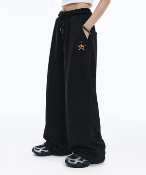 LEOPARD STAR ONE TUCK WIDE SWEAT PANTS (2color)