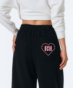 RR HEART MINI ONE TUCK WIDE SWEAT PANTS (2color)