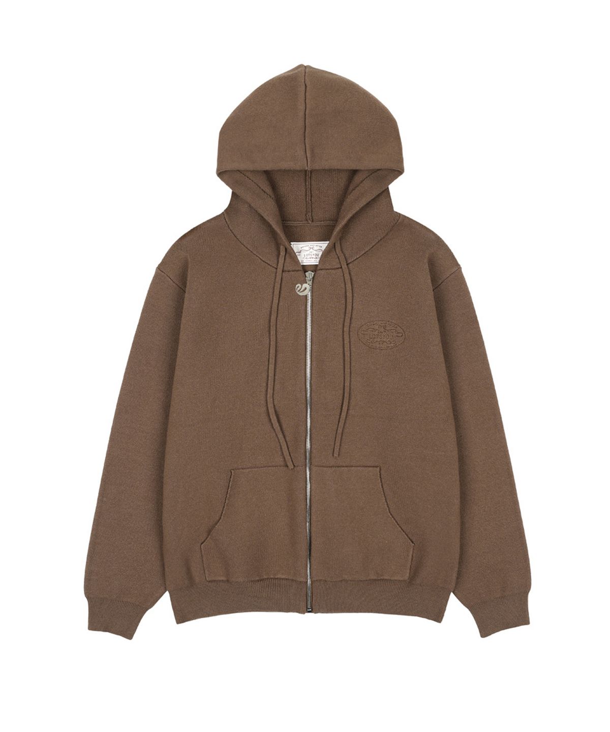 라츠유(LOTSYOU) lotsyou_Ava Knit Hood Zip-Up Brown