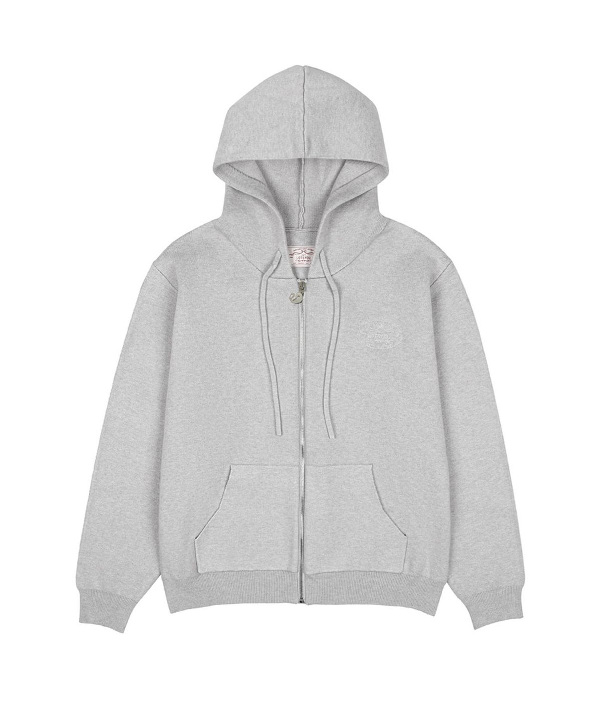 라츠유(LOTSYOU) lotsyou_Ava Knit Hood Zip-Up Gray