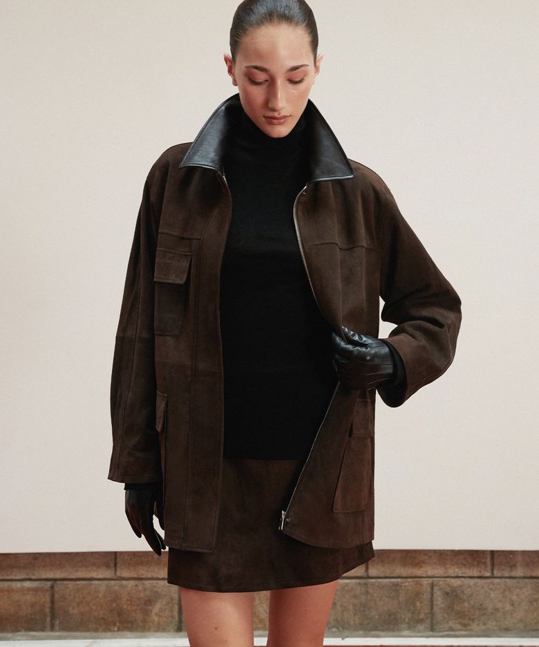 Suede Safari Jacket_Deep Brown