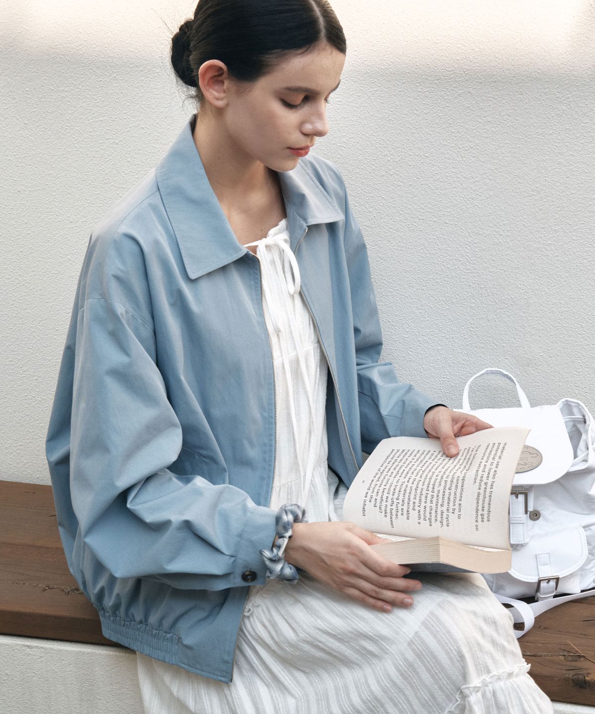 라츠유(LOTSYOU) lotsyou_Camille Blouson Jacket Sky Blue