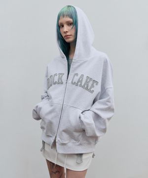 Arch Logo Zip Up Hoodie - White Melange