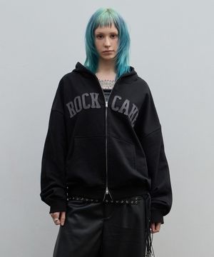 Arch Logo Zip Up Hoodie - Black