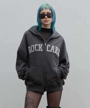 Arch Logo Zip Up Hoodie - Charcoal