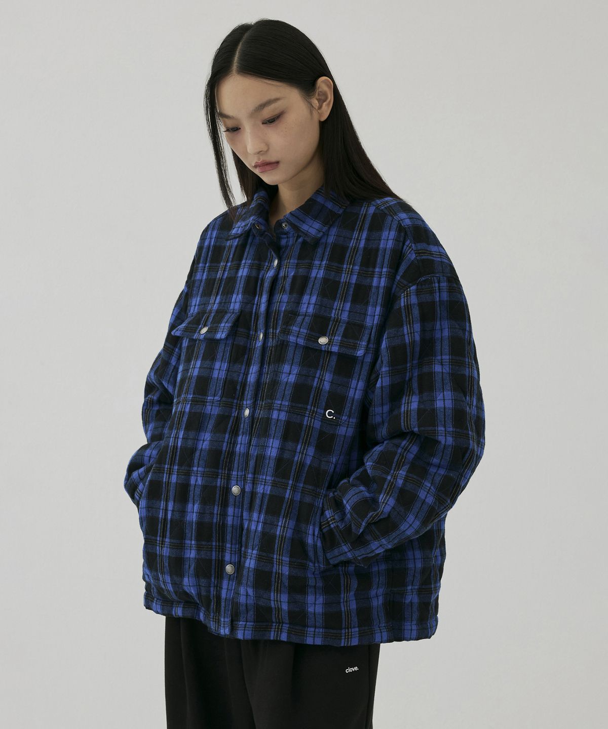 클로브(CLOVE) [25FW clove] Checked Shirt-Style Jacket (Blue)