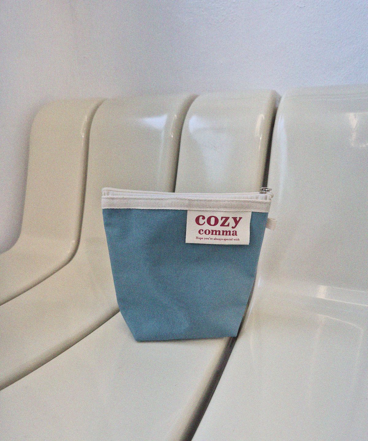코지콤마(COZYCOMMA) 나만의 커스텀 손목 스트랩파우치_나일론 그레이시블루
