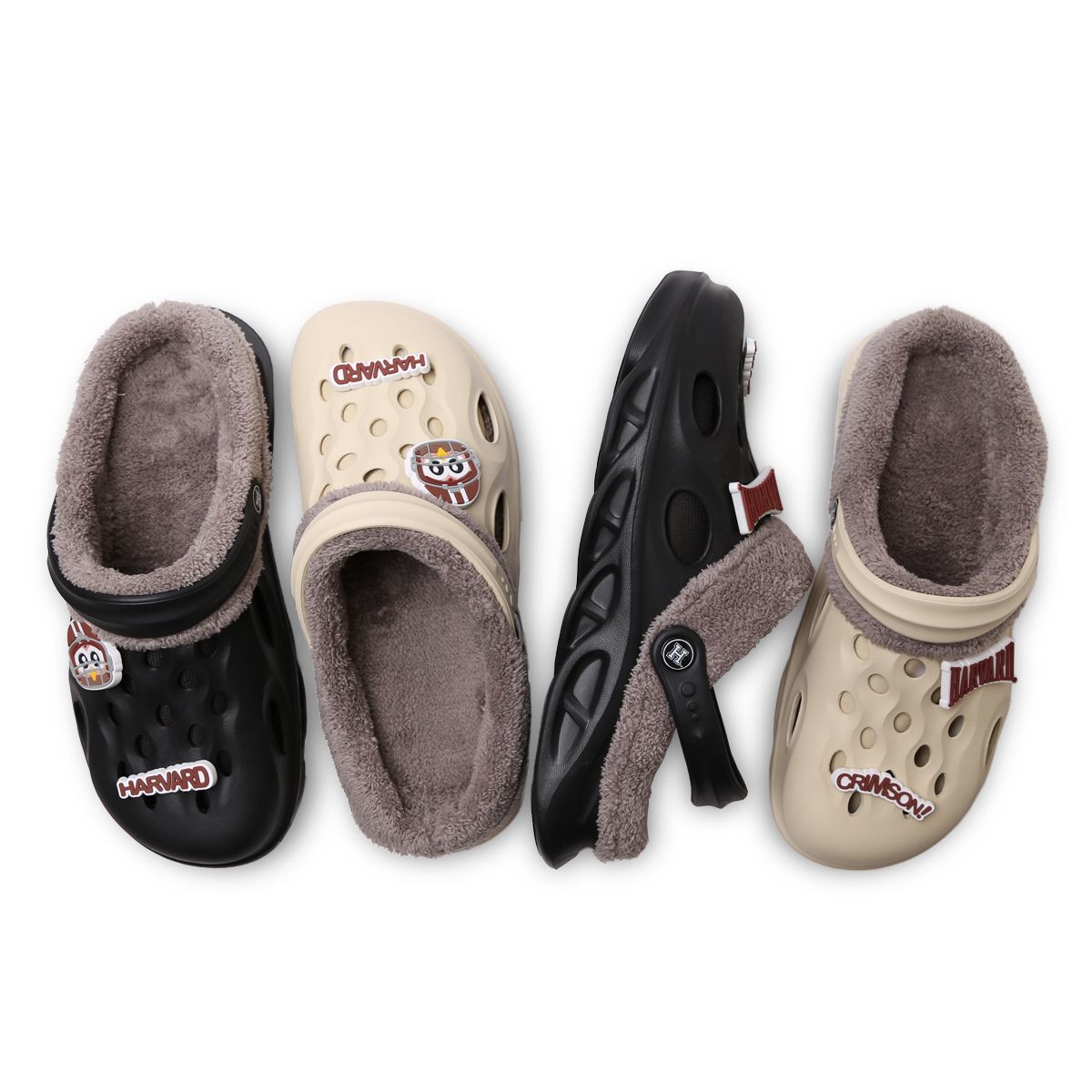 하버드 슈즈(HARVARD SHOES) 우모 퍼 슬리퍼 방한 샌들 블랙 베이지