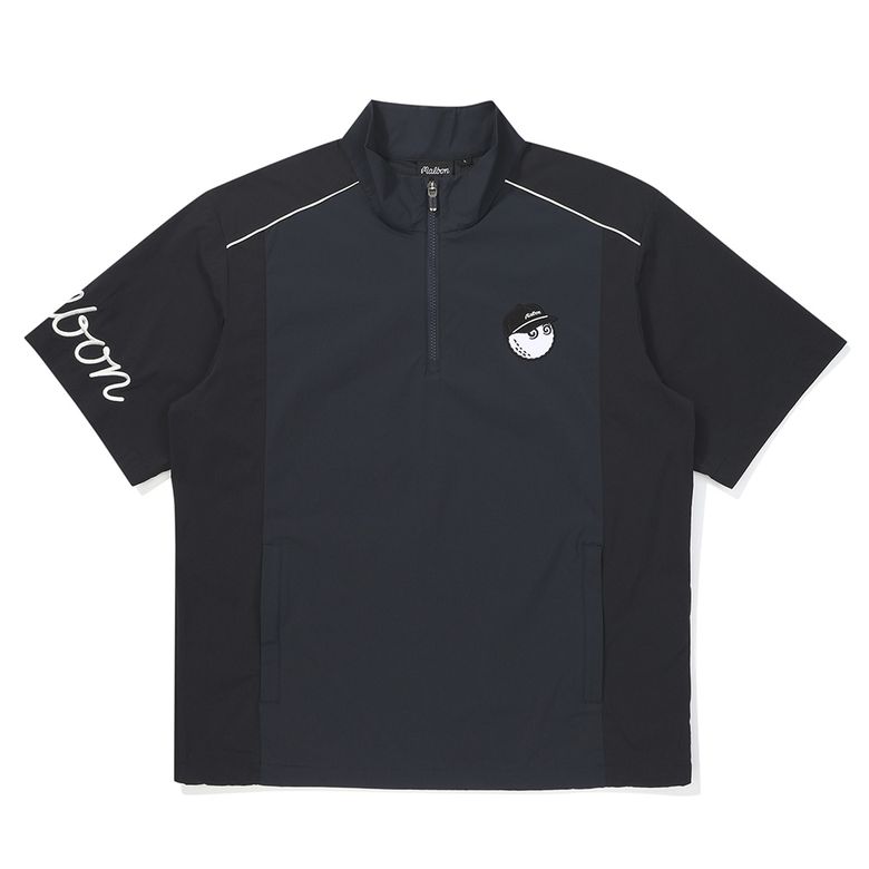 세로 절개 우븐 반팔 아노락 NAVY (MAN)