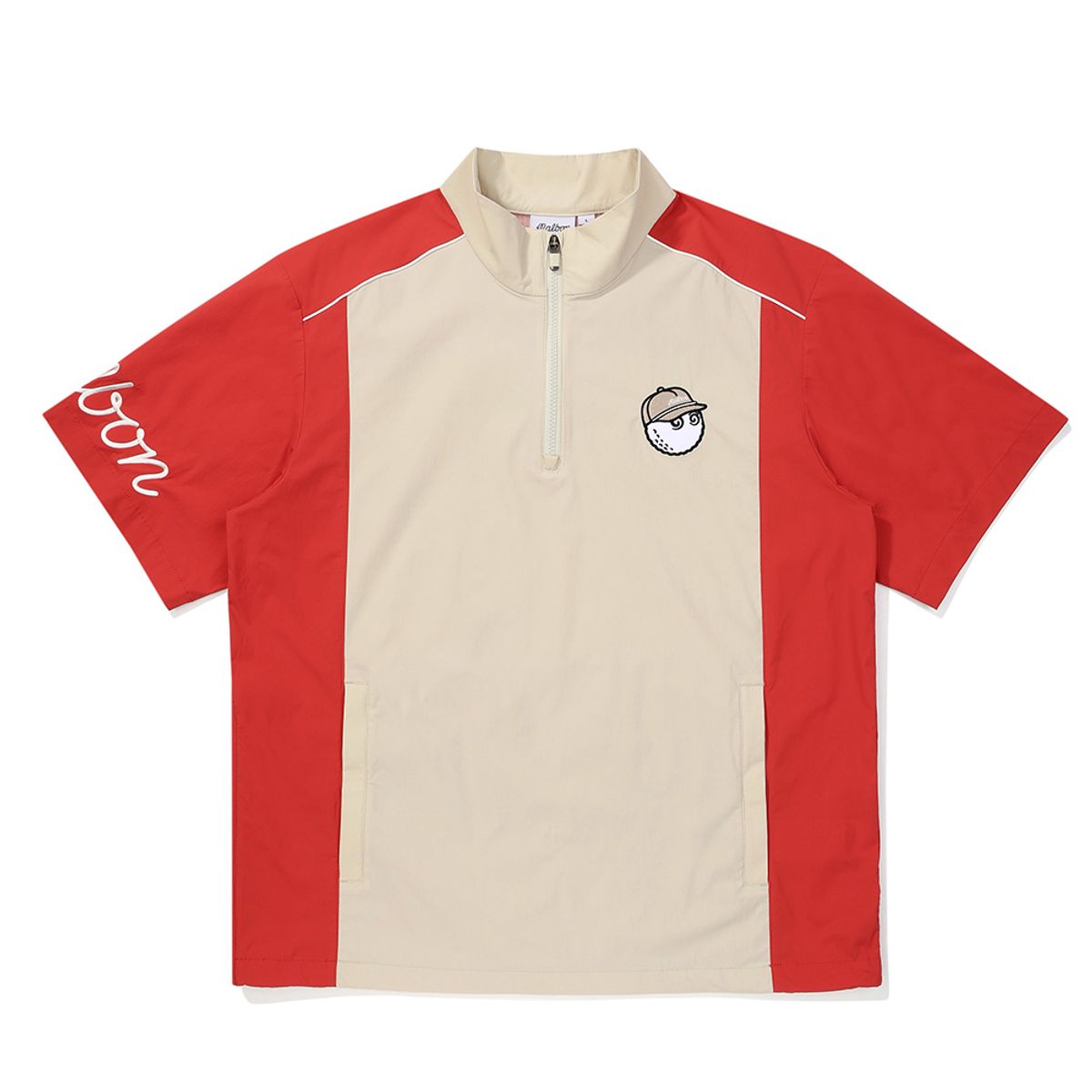 말본 골프(MALBON GOLF) 세로 절개 우븐 반팔 아노락 RED (MAN)