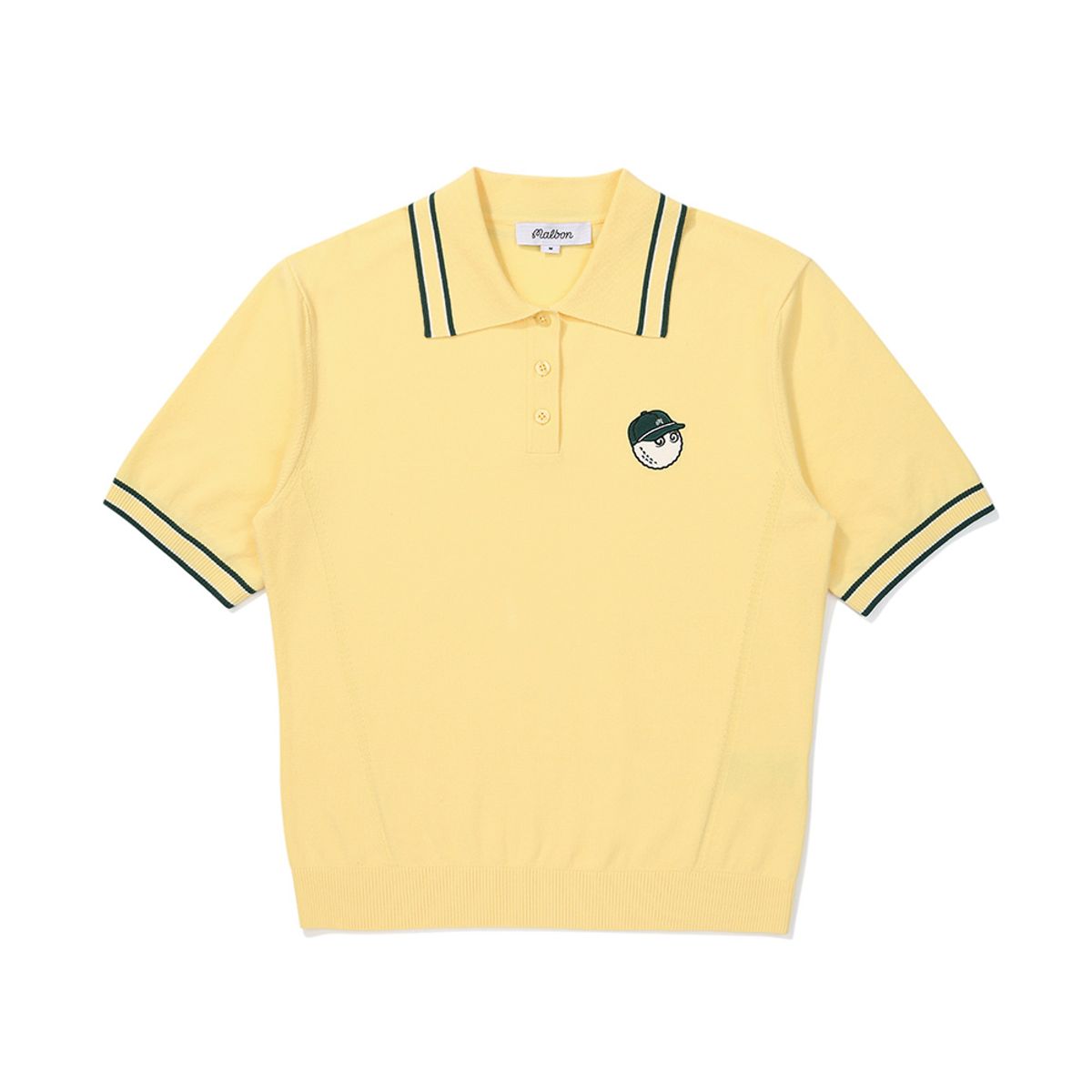 말본 골프(MALBON GOLF) 여성 컬러 팁 카라 하프슬리브 니트 YELLOW (WOMAN)