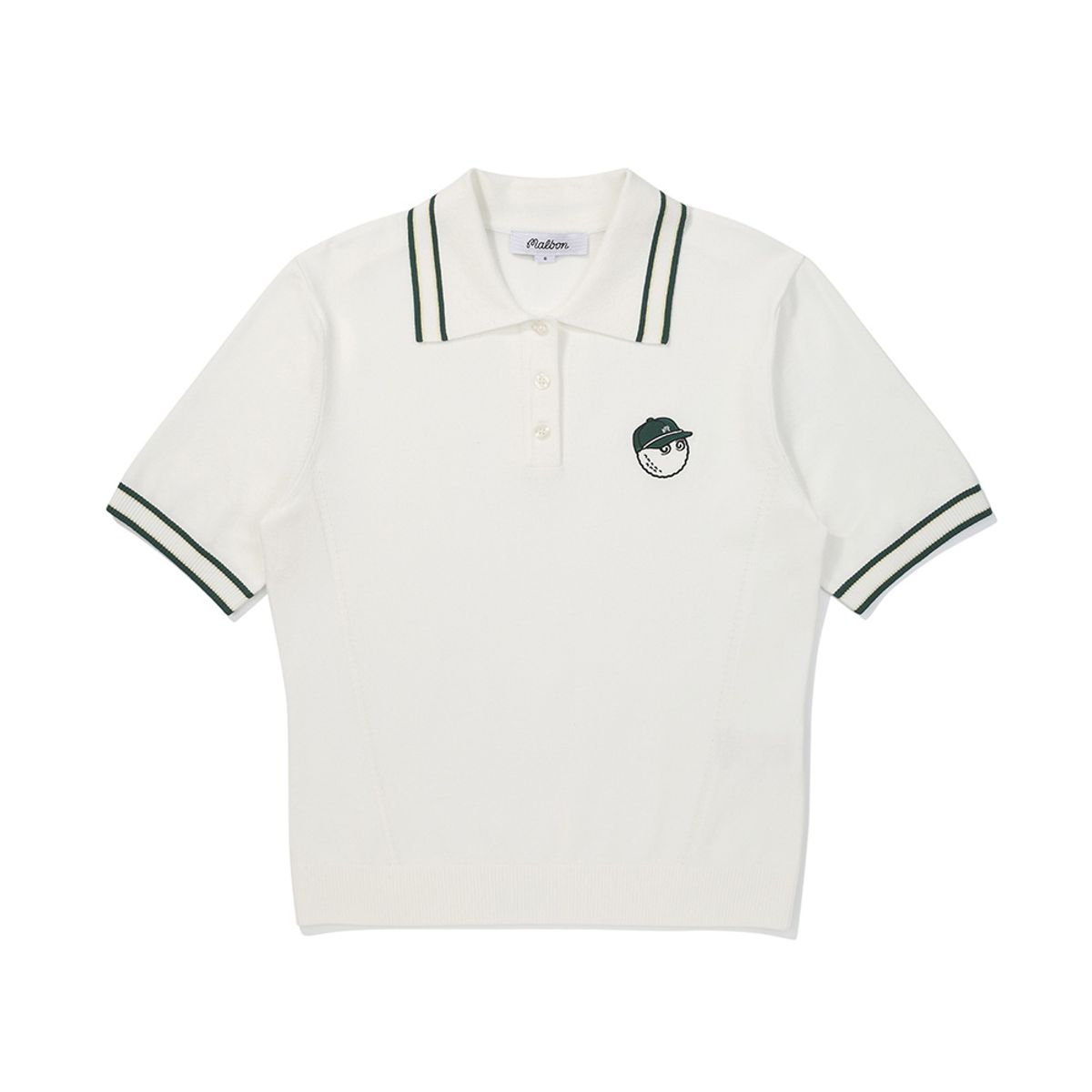 말본 골프(MALBON GOLF) 여성 컬러 팁 카라 하프슬리브 니트 OFF WHITE (WOMAN)