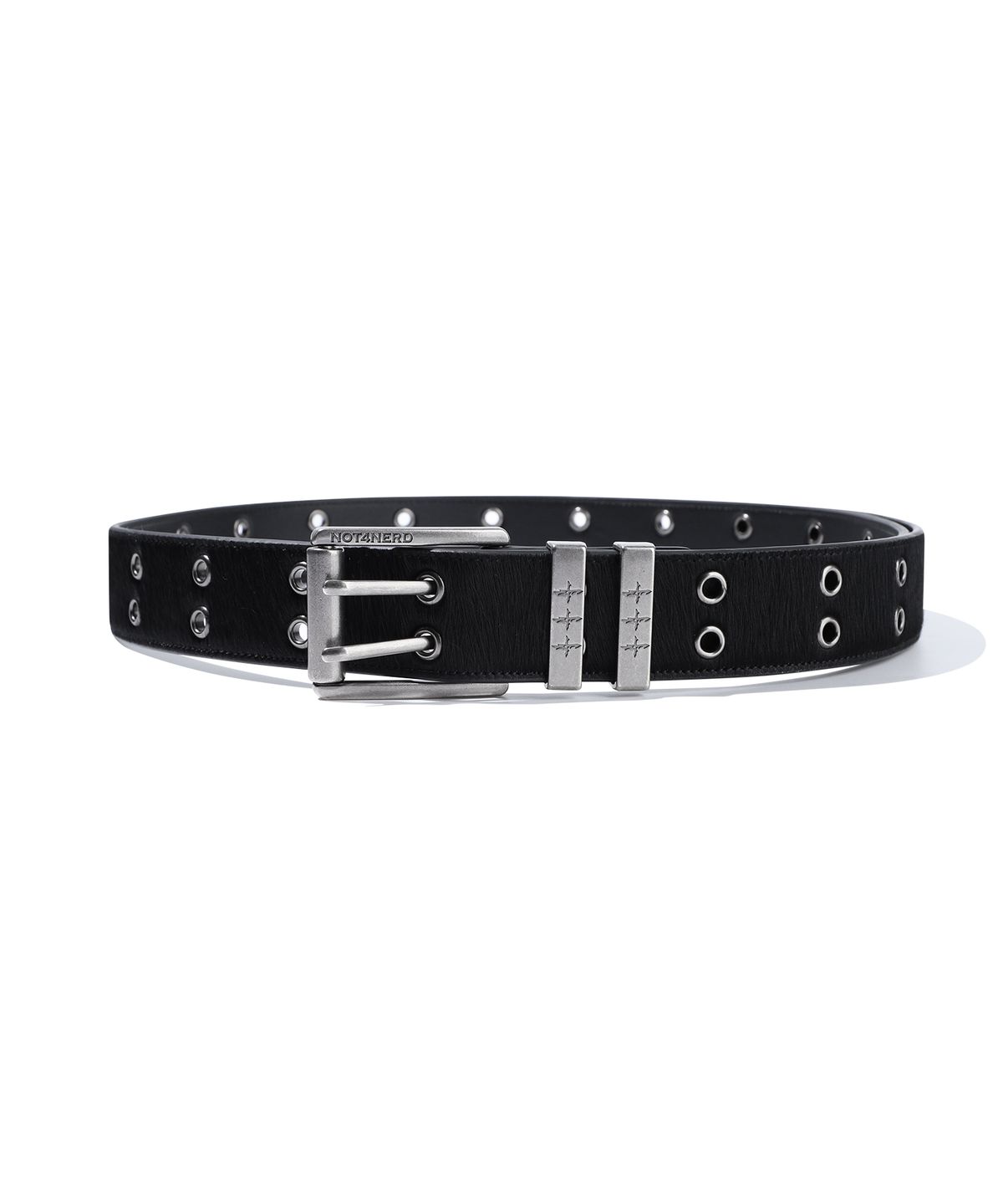 낫포너드(NOT4NERD) Roller Eyelet Cowhide Leather Belt - Black
