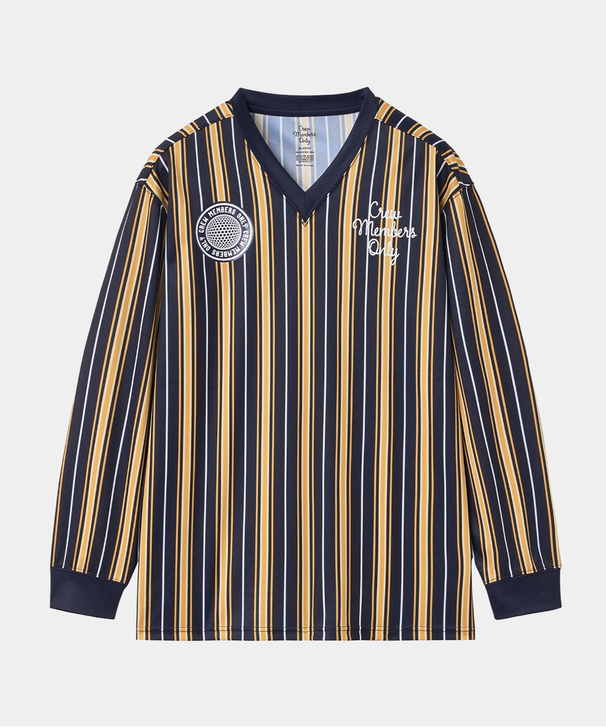 크루멤버스온리(CREW MEMBERS ONLY) KICK OFF JERSEY STRIPE NAVY YELLOW