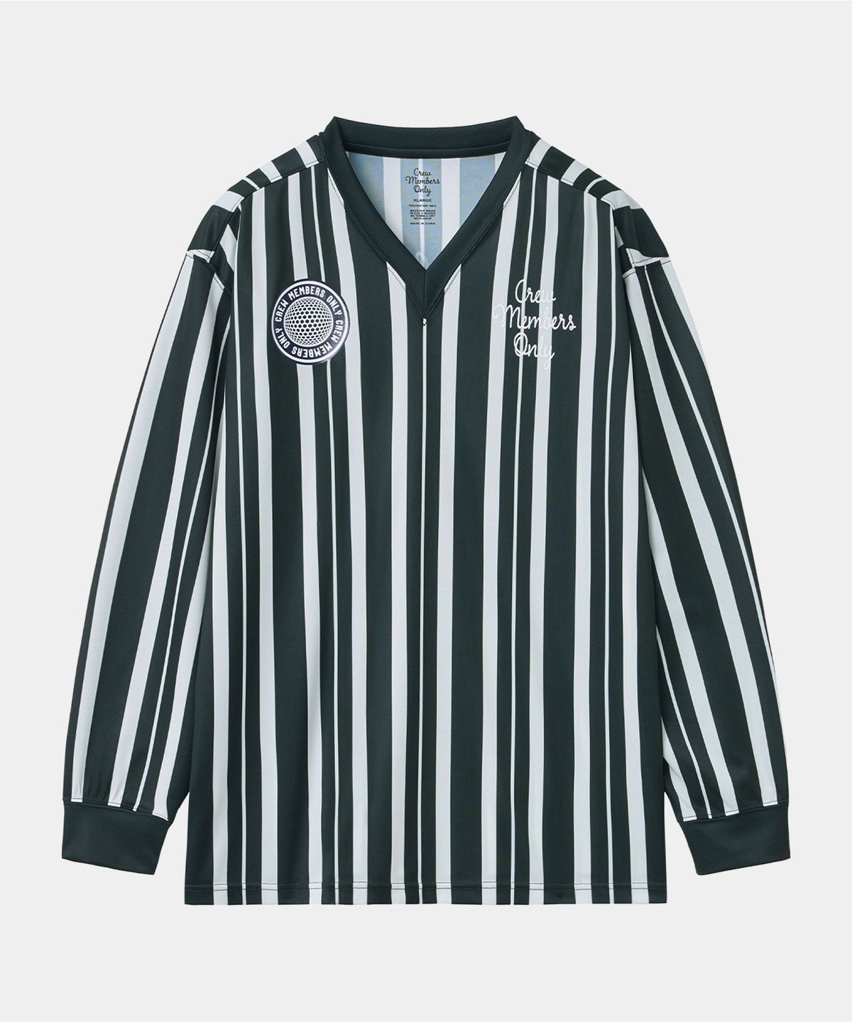 크루멤버스온리(CREW MEMBERS ONLY) KICK OFF JERSEY STRIPE GREEN CREAM