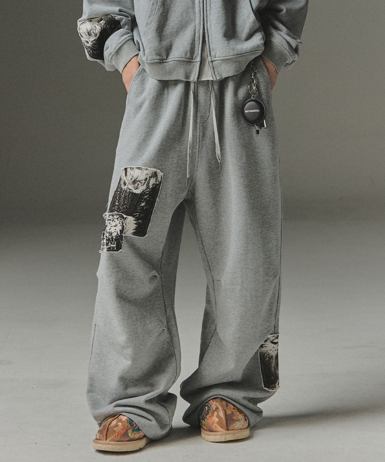 MUSINSA | NOT4NERD Cemetery Patch Parachute Sweat Pants - Grey
