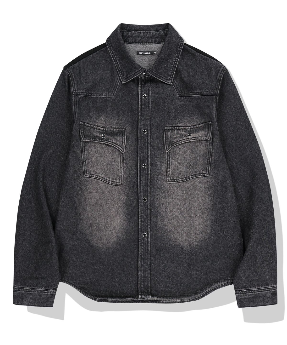 낫포너드(NOT4NERD) Paneled Suede Western Denim Shirt - Black