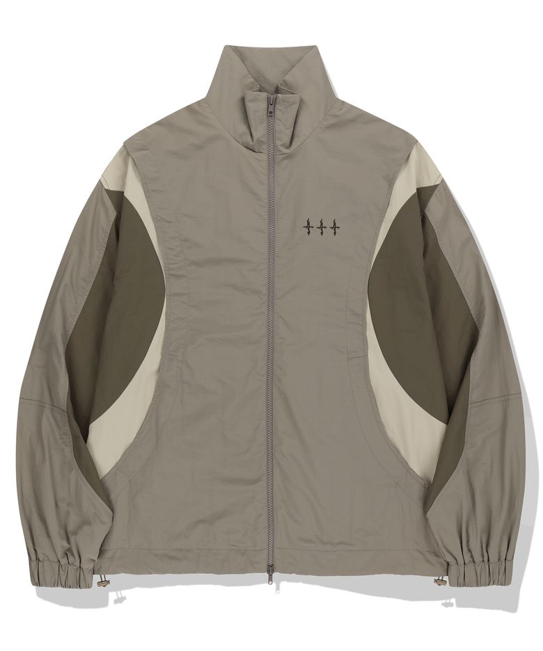 444 Logo Color Block Nylon Windbreaker Jacket - Beige