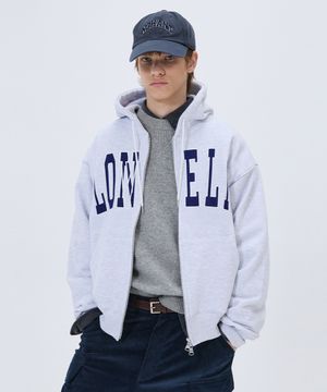 LONELY/LOVELY FELT HOODIE ZIP-UP ASH GRAY