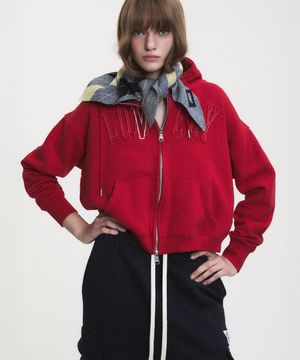 LONELY/LOVELY CROP HOODIE ZIP-UP RED