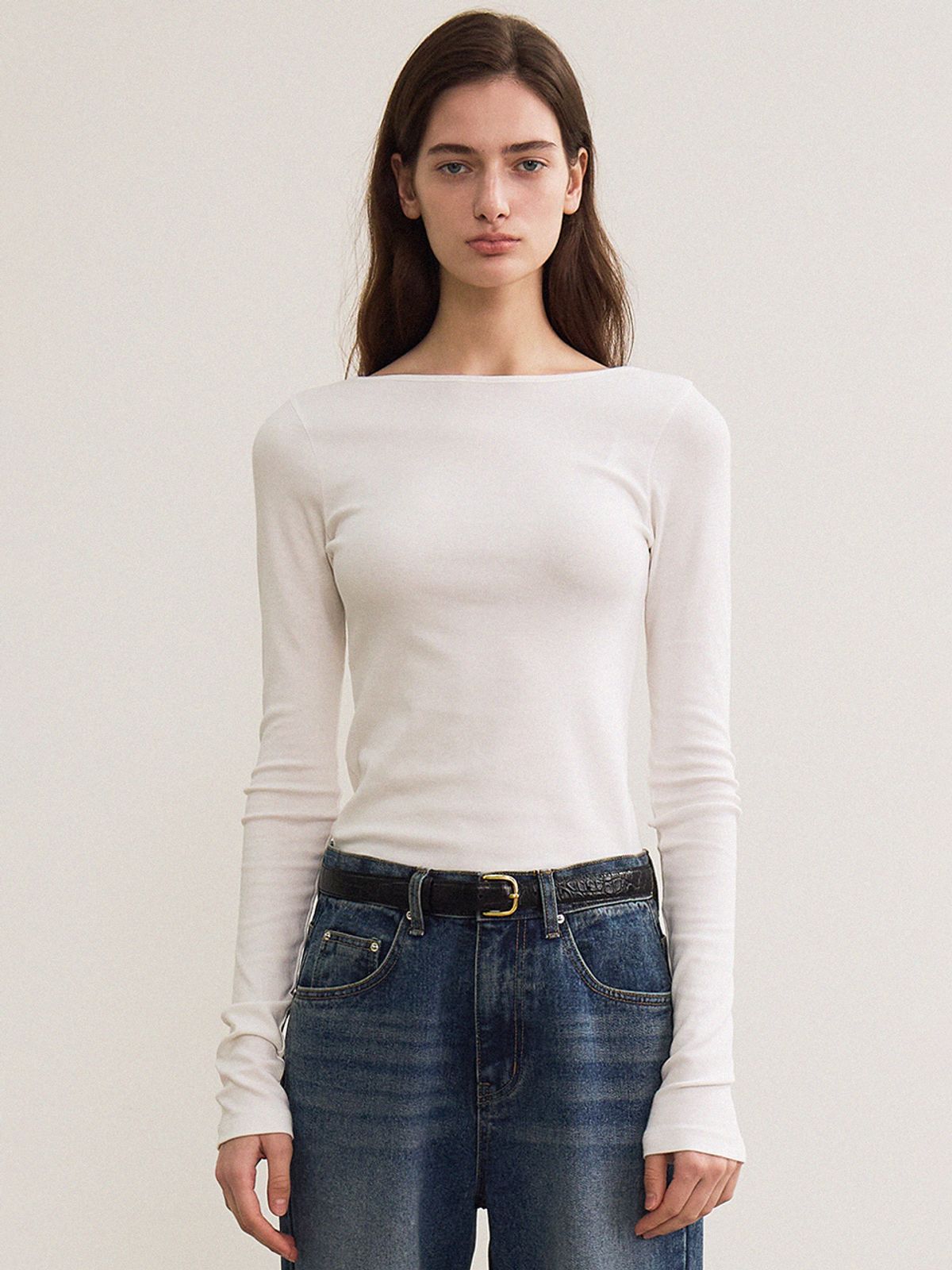 르(LE) essential boat neck top (ivory)