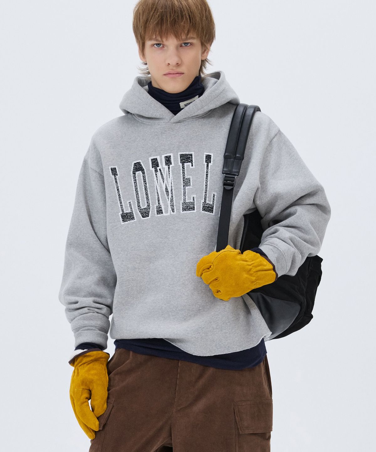 노앙(NOHANT) LONELY/LOVELY FLUFF CUT OFF HOODIE GRAY