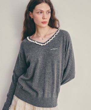 프릴 라인 니트_그레이