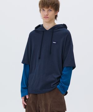 SOFT LAYERED HOODIE T-SHIRT NAVY