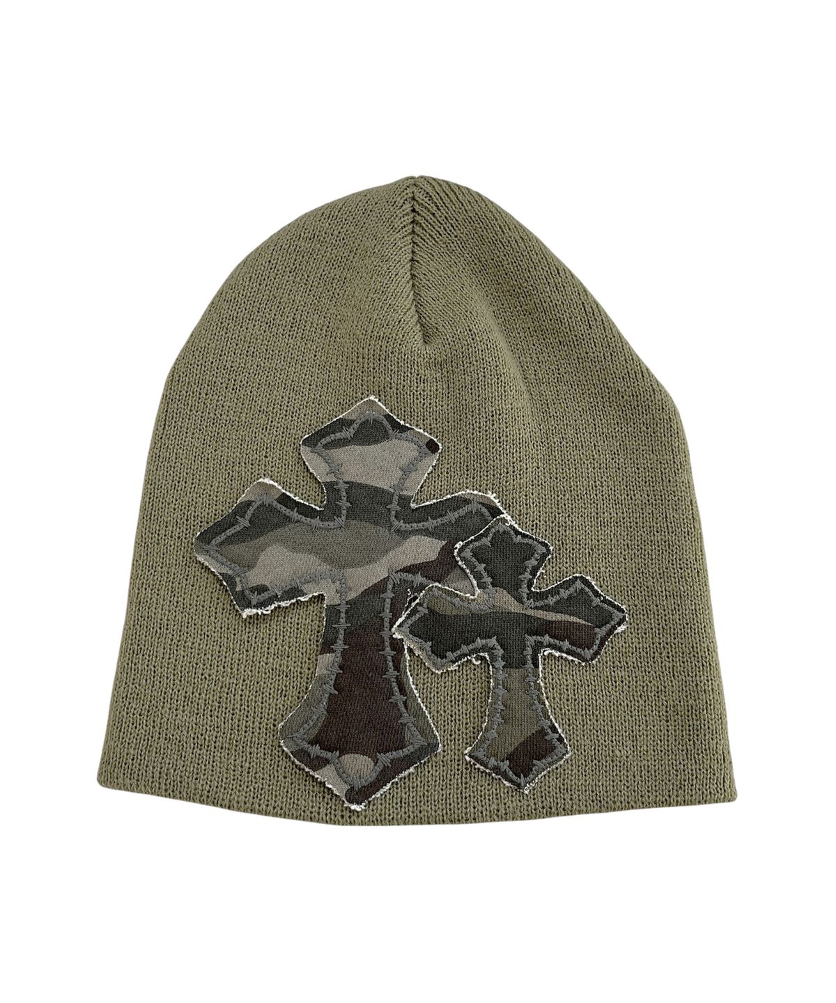 스케이터락(SK8ER ROCK) Double Cross Patchwork Beanie ((light khaki))