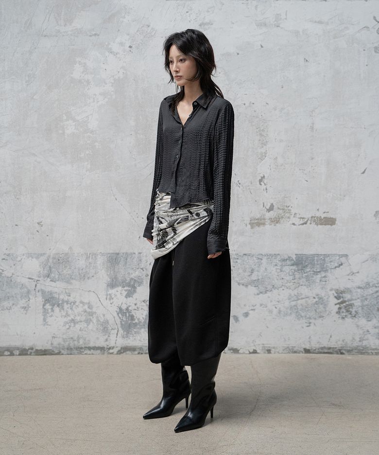 LOGO WIDE SWEAT PANTS (BLACK)