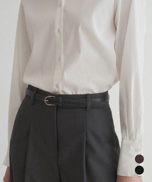 플레인 소가죽 슬림 벨트 (블랙)