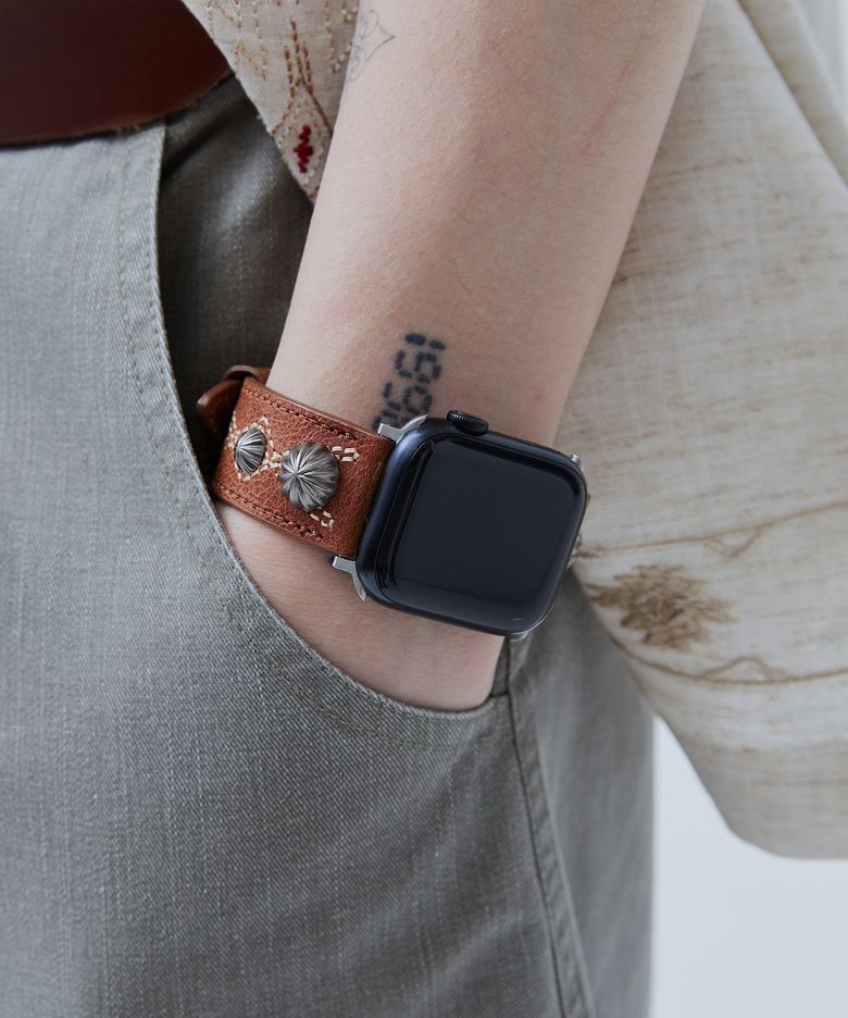 Concho Leather Smartwatch Strap Brown