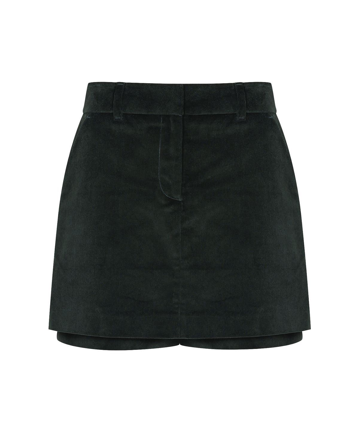 플레이부(PLAYBOO) CORDUROY LAYERED SKIRT PANTS_Deep Green